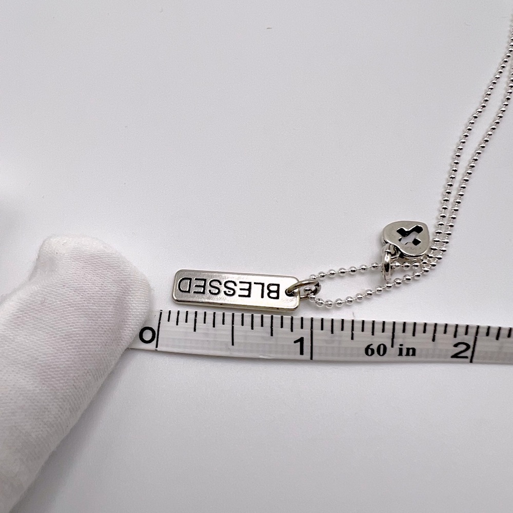 Sale $22 Firm!  .925 Sterling Blessed & Cross Heart Charm Necklace - Picture 11 of 11
